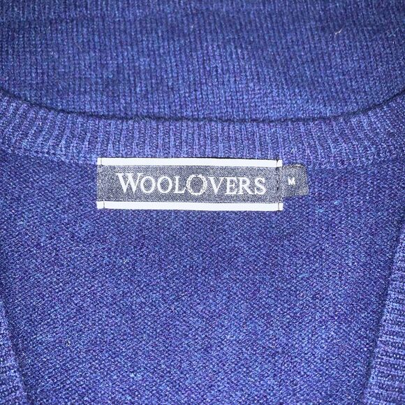 WoolOvers Sweater Vest Mens 100% Pure New Wool Knit Tank Sleeveless Blue Medium - Picture 7 of 8